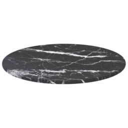 Berkfield Home Table Top Black Ã˜30x0.8 cm Tempered Glass with Marble Design - Size: 30x0.8 cm - thumbnail 2