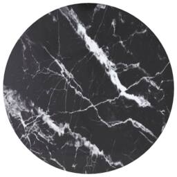 Berkfield Home Table Top Black Ã˜30x0.8 cm Tempered Glass with Marble Design - Size: 30x0.8 cm
