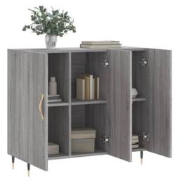 Berkfield Home Sideboard Grey Sonoma 90x34x80 cm Engineered Wood - Size: 90 x 34 x 80 cm - thumbnail 4