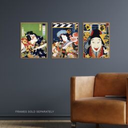 Artery8 Set of 3 Vintage Japanese Theatre Colourful Kabuki Wall Art Prints - Size: A3 - thumbnail 2