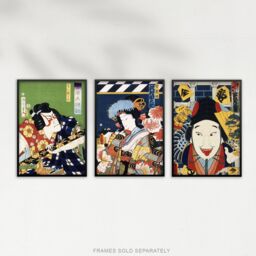 Artery8 Set of 3 Vintage Japanese Theatre Colourful Kabuki Wall Art Prints - Size: A3 - thumbnail 5