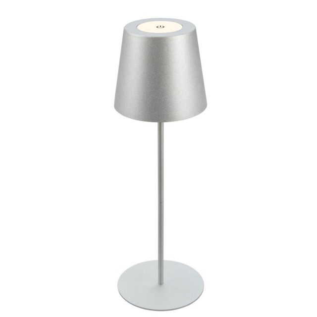 BRILONER Matt Chrome IP44 2.5W Rechargeable LED Table Lamp in Silver - image 1