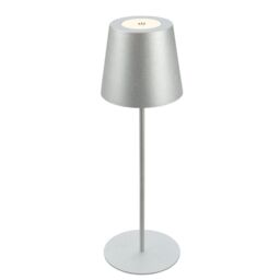 BRILONER Matt Chrome IP44 2.5W Rechargeable LED Table Lamp in Silver - thumbnail 1