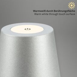 BRILONER Matt Chrome IP44 2.5W Rechargeable LED Table Lamp in Silver - thumbnail 9