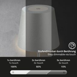 BRILONER Matt Chrome IP44 2.5W Rechargeable LED Table Lamp in Silver - thumbnail 7
