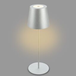 BRILONER Matt Chrome IP44 2.5W Rechargeable LED Table Lamp in Silver - thumbnail 4