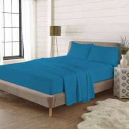 Homes-Linen Plain Thermal Flannelette Flat Sheet 100% Brushed Cotton Bedding in Teal - Size: Super King - thumbnail 1