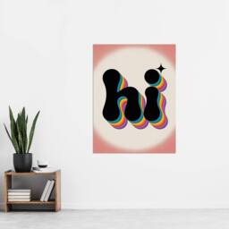 "Artery8 Hi Colourful Retro Rainbow Font Typography Wall Art Print - Size: W12"" x H16""" - thumbnail 4
