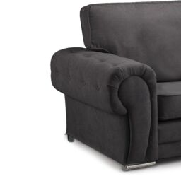 Furnishings For Less UK Milan Fabric 3 Seater Sofa Black Fabric Full Back Chesterfield Style - thumbnail 2