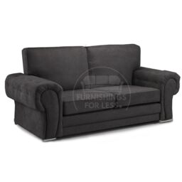 Furnishings For Less UK Milan Fabric 3 Seater Sofa Black Fabric Full Back Chesterfield Style - thumbnail 1