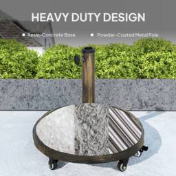 OUTSUNNY Parasol Base with Wheels, Floral Rose Pattern in Bronze - thumbnail 5