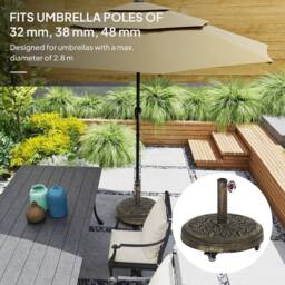 OUTSUNNY Parasol Base with Wheels, Floral Rose Pattern in Bronze - thumbnail 4