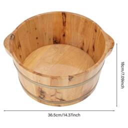 Nordara Wooden Foot Soak Basin Bath Bucket Spa Feet Soaking Tub in Beige - thumbnail 2