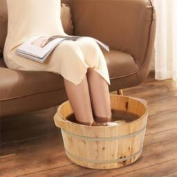 Nordara Wooden Foot Soak Basin Bath Bucket Spa Feet Soaking Tub in Beige - thumbnail 3
