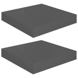 Berkfield Home Durable Floating Wall Shelves 2 pcs High Gloss Grey 23x23.5x3.8 cm MDF - thumbnail 3