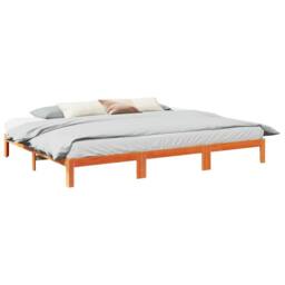 Berkfield Home Decorative Family Bed Frame No Mattress Wax Brown 240x200 cm Soli - thumbnail 2