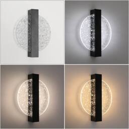 Pheashine Black 20cm Round LED Wall Light 12W Dimmable 3000K-6000K Acrylic - thumbnail 6