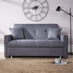 Home Source Velvet Upholstered Two Seater Pull-Out Double Sofa Bed 153 cm in Grey - thumbnail 7