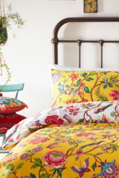 Furn Pomelo Tropical Floral Reversible Duvet Cover Set in Yellow - Size: Super King - thumbnail 2