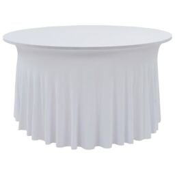Berkfield Home 2 pcs Stretch Table Covers with Skirt 180x74 cm White - thumbnail 1