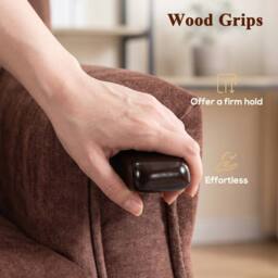 HOMCOM Power Lift Recliner Chair with Vibration & Heat, Wood Grip in Brown - thumbnail 5
