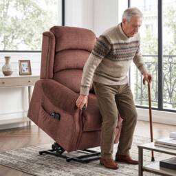 HOMCOM Power Lift Recliner Chair with Vibration & Heat, Wood Grip in Brown - thumbnail 1
