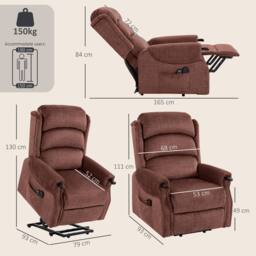 HOMCOM Power Lift Recliner Chair with Vibration & Heat, Wood Grip in Brown - thumbnail 3
