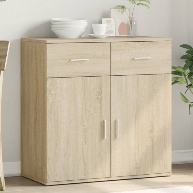 Berkfield Home Sideboard Sonoma Oak 79x38x80 cm Engineered Wood in Brown - Size: 79 x 38 x 80 cm - image 1
