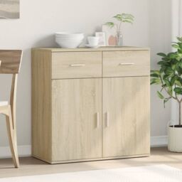 Berkfield Home Sideboard Sonoma Oak 79x38x80 cm Engineered Wood in Brown - Size: 79 x 38 x 80 cm - thumbnail 3