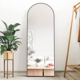 CASSILANDO Large 162cm Arch Black Floor Mirror 53cm Wide Standing/Hanging - Size: 162 cm x 53 cm x 1.4 cm - thumbnail 9