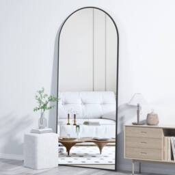 CASSILANDO Large 162cm Arch Black Floor Mirror 53cm Wide Standing/Hanging - Size: 162 cm x 53 cm x 1.4 cm