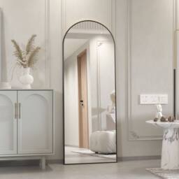 CASSILANDO Large 162cm Arch Black Floor Mirror 53cm Wide Standing/Hanging - Size: 162 cm x 53 cm x 1.4 cm - thumbnail 6