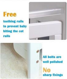 MCC Direct CozyCubs Wooden Baby Cot Crib with Mattress Brooklyn in White - Size: 1 Pack - thumbnail 5