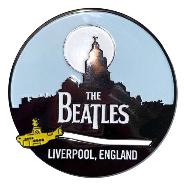 Beatles Liverpool Skyline & Yellow Submarine Premium Fridge Magnet in Black