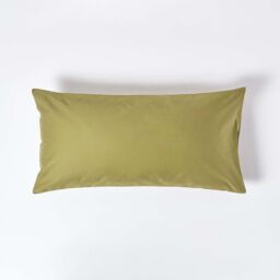 Homescapes Egyptian Cotton Housewife Pillowcase 1000 TC, King Size in Olive