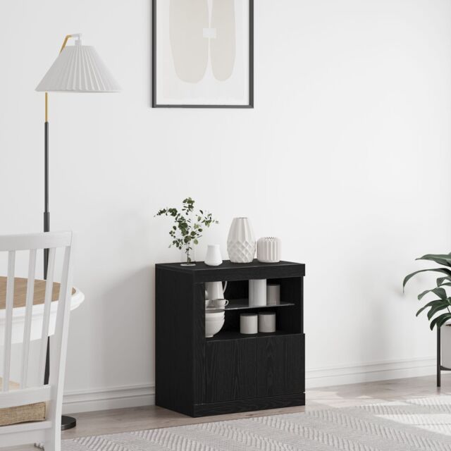 Berkfield Home Sideboard with LED Lights Black Oak 60, 5x37x67 cm - Size: 5 x 37 x 67 cm - image 1