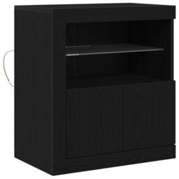 Berkfield Home Sideboard with LED Lights Black Oak 60, 5x37x67 cm - Size: 5 x 37 x 67 cm - thumbnail 2