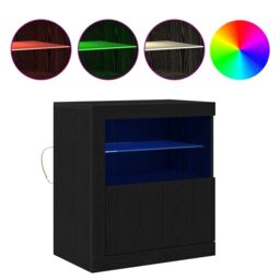 Berkfield Home Sideboard with LED Lights Black Oak 60, 5x37x67 cm - Size: 5 x 37 x 67 cm - thumbnail 4