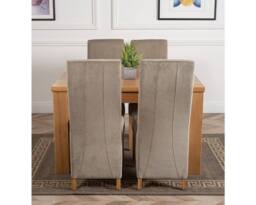 Thats Furniture Dakot 127 x 82cm Oak Small Dining Table & 4 Lola Fabric Chairs in Grey - Size: 127 x 82 cm - thumbnail 2