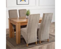 Thats Furniture Dakot 127 x 82cm Oak Small Dining Table & 4 Lola Fabric Chairs in Grey - Size: 127 x 82 cm - thumbnail 3