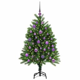 Berkfield Home Christmas Tree with 150 LEDs with Stand Green 120 cm PE - thumbnail 3