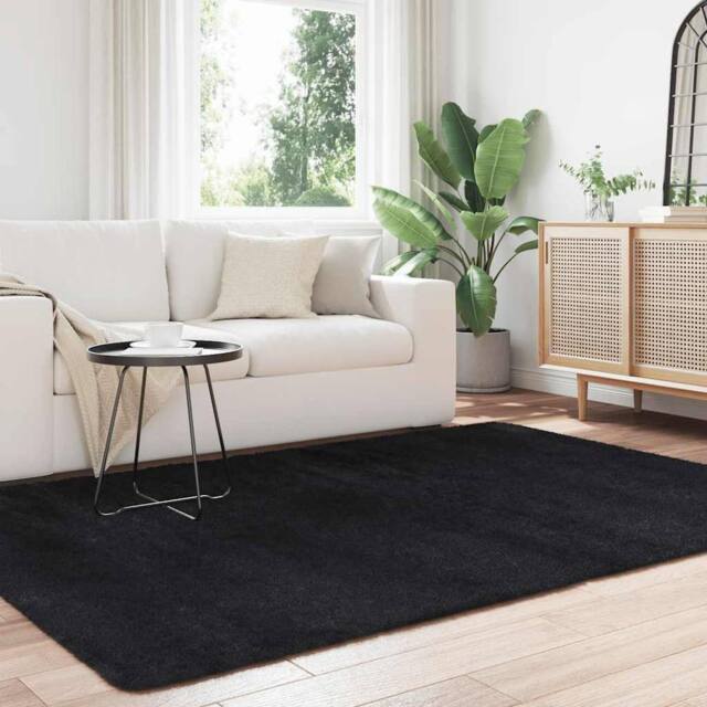 Berkfield Home Shaggy Rug High Pile NAVARRA Black 160x230 cm Polyester - Size: Medium - image 1