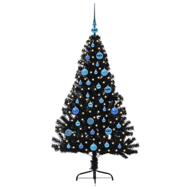 Berkfield Home Beautiful Artificial Pre-lit Christmas Tree Black 150 cm PVC - image 1