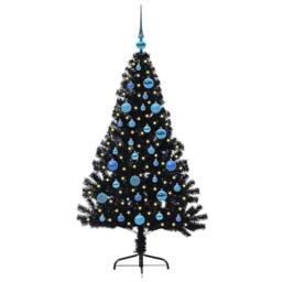 Berkfield Home Beautiful Artificial Pre-lit Christmas Tree Black 150 cm PVC