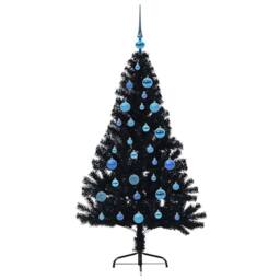 Berkfield Home Beautiful Artificial Pre-lit Christmas Tree Black 150 cm PVC - thumbnail 4
