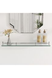 Living and Home 50cm Shelf Tempered Glass 6MM Thick Storage Organizer Wall Mounted Bathroom in Silver - thumbnail 4