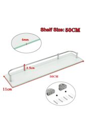 Living and Home 50cm Shelf Tempered Glass 6MM Thick Storage Organizer Wall Mounted Bathroom in Silver - thumbnail 3