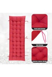 Garden Sanctuary 160x50cm Sun Lounger Cushion with Anti-Slip Cover in Red - Size: 160x50 cm - thumbnail 8