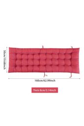Garden Sanctuary 160x50cm Sun Lounger Cushion with Anti-Slip Cover in Red - Size: 160x50 cm - thumbnail 3