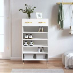 Berkfield Home Shoe Cabinet White 60x35x105 cm Engineered Wood - Size: 60 x 35 x 105 cm - thumbnail 1